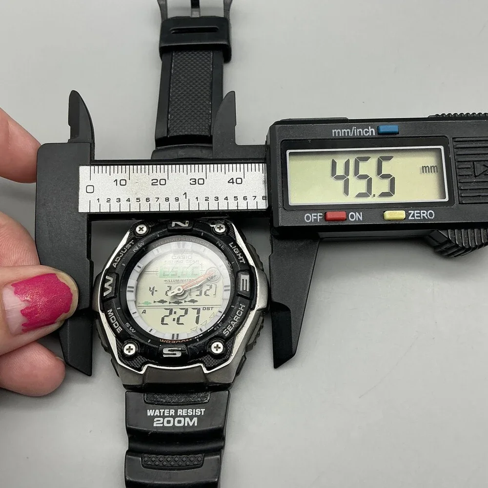 Casio 5056 AQW-101 Mens Watch 46mm Thermosensor Fishing World Time Illuminator